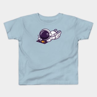 Cute Astronaut Drawing Planet On Paper Cartoon Kids T-Shirt